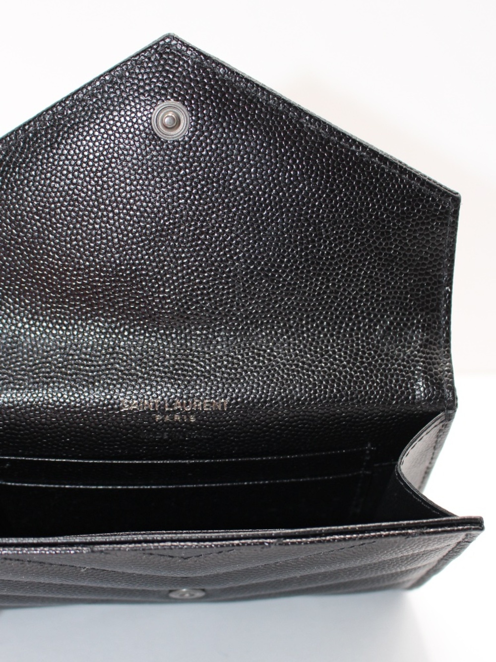Saint Laurent Cassandre Matelassé Compact Tri-Fold Wallet Black Grain de Poudre - Picture 3 of 5